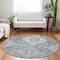 Homeroots 8' Gray And Ivory Round Medallion Washable Indoor Outdoor Area Rug 589040 - alternate 8