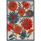 Homeroots 5' X 8' Ivory Blue Orange And Green Floral Indoor Outdoor Area Rug 545021 - alternate 1
