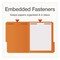 Pendaflex Colored Top Tab Fastener Folders, 1/3-Cut Tab: Assorted, Exp 0.75", 2 Fastener, Letter, Orange, 50PK 1007029 - alternate 7