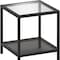 Homeroots 22" Black And Clear Glass And Steel Square End Table With Shelf 544182 - alternate 8