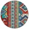 Homeroots 8' Red Pink And Teal Blue Round Aztec Washable Indoor Outdoor Area Rug 598504 - alternate 8