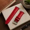 Elegani Leather Band Compatible with Apple Watch 46mm, Red, Silver, Black, Rose Gold, Yellow Gold Buckle QRPLLS-RED-46 - alternate 4