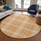 Homeroots 8' Orange Blue And Ivory Round Plaid Washable Indoor Outdoor Area Rug 597125 - alternate 8