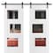 Vdomdoors Modern Double Barn Door Sete 6999 White Silk with Mirror 13FT Rail Track Set Solid Panel Interior SETE6999DB-WS-3684 - alternate 1