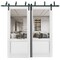 Sartodoors Sliding Closet Barn Bypass Doors, Lucia 1533 White Silk with Clear Glass, Sturdy 6.6ft Rails Hardw LUCIA1533BBB-WS-64 - alternate 1