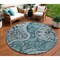 Homeroots 8' Teal Blue And Dark Green Round Floral Medallion Washable Indoor Outdoor Area Rug 603199 - alternate 1