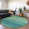 Homeroots 8' Teal Blue Lime Green And Turquoise Round Striped Washable Indoor Outdoor Area Rug 614841 - alternate 8