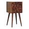 Homeroots 24" Chestnut Solid Wood Carved Geometric Two Drawer Nightstand 722544 - alternate 4