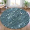 Homeroots 8' Teal Blue And Ivory Round Abstract Washable Indoor Outdoor Area Rug 631187 - alternate 5