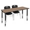 Regency Kee Adjustable Classroom Table W/ 2 Andy Stack Chairs, 72 in W, 30 in L, Noble Oak MT7230NOAPBK40BK - alternate 1