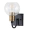 Jonathan Y Marais 5.88" 1-Light Iron/Glass Rustic Vintage LED Vanity Light, Black/Brass Gold JYL3526A - alternate 15