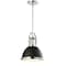 Jonathan Y Homer 10" 1-Light Modern Industrial Metal LED Dome Pendant, Black/Chrome JYL9535B - alternate 11