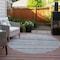 Homeroots 8' Gray Silver And Charcoal Round Striped Washable Indoor Outdoor Area Rug 577783 - alternate 7