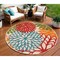 Homeroots 8' Ivory Green Blue Red And Orange Round Floral Indoor Outdoor Area Rug 546671 - alternate 9