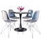 Leisuremod Bristol 5-Piece Modern Dining Set: Round MDF Table & 4 Eiffel Plastic Chairs with Chrome Legs, 5PK BTBL-35BL-CR19CL4 - alternate 1