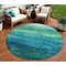 Homeroots 8' Teal Blue And Green Round Abstract Washable Indoor Outdoor Area Rug 618162 - alternate 1