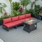 Leisuremod Chelsea 5-Piece Middle Patio Chairs and Fire Pit Table Set Black Aluminum With Red Cushions CSFBL-4R - alternate 10