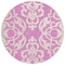 Homeroots 8' Blush And Ivory Round Damask Washable Indoor Outdoor Area Rug 614415 - alternate 7