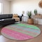 Homeroots 8' Blush Lime Green And Teal Blue Round Striped Washable Indoor Outdoor Area Rug 614799 - alternate 8