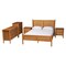 Baxton Studio Jenn Golden Brown Wood Japandi 5-Piece Queen Size Bedroom Set with Distressed-Finished Rattan 253-13897-13946-13946-13947-13948-ZORO - alternate 1