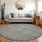 Homeroots 8' Gray Round Oriental Washable Indoor Outdoor Area Rug 607544 - alternate 8