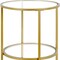 Homeroots 22" Brass And Clear Glass And Steel Round End Table With Shelf 544217 - alternate 7