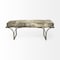 Homeroots 55in Gray and Antiqued Brass Faux Fur Upholstery Bench 376190 - alternate 1