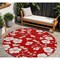 Homeroots 8' Red Ivory And Gray Round Floral Washable Indoor Outdoor Area Rug 599918 - alternate 1