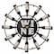 Vintiquewise Large Clock Wall-Mount Metal Wine Shelf - 24-Bottle Rack with Mesh Cork Basket and LED Light - QI004687 - alternate 1