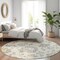 Homeroots 8' Ivory Gray And Gold Round Floral Washable Indoor Outdoor Area Rug 589478 - alternate 8