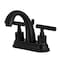 Kingston Brass Knurled Double-Handle 4" Centerset Bathroom Faucet with Brass Pop-Up, Matte Black KS8610KNL - alternate 1