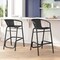 Flash Furniture Lila  Commercial Grade Indoor-Outdoor PE Rattan Restaurant Barstool with Black Aluminum Frame and Footrest in Black, PK2 2-SDA-AD632032R-BK-GG - alternate 17