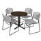Regency Round Cain Breakroom Table W/ 4 Zeng Stack Chairs, 30 in W, 30 in L, Neo Walnut TB30RNDNW44GY - alternate 1