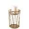 Homeroots 8" Antiqued Brass Distressed Geometric Metal And Glass Tabletop Hurricane Candle Holder 608518 - alternate 1