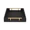 Homeroots 16in Black Wood and Vinyl Faux Shagreen Serving Tray With Gold Handles 518596 - alternate 5
