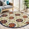 Homeroots 4' Navy Blue Beige Green Blue And Red Round Floral Indoor Outdoor Area Rug 546782 - alternate 9