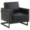 Leisuremod Lincoln Leather Accent Armchair with Black Frame, Black LAB31BL-L - alternate 1