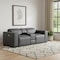 Homeroots 90in Dark Gray and Brown Italian Leather Power Reclining Loveseat With Storage 720557 - alternate 9