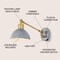 Jonathan Y Lisa 18 in. Swing Arm 1-Light Modern Midcentury Iron USB Charging Port LED Sconce, Grey/Brass Gold JYL1301C - alternate 12