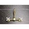 Kingston Brass Two-Handle Wall Mount Bridge Kitchen Faucet, Brushed Brass KS2447PX - alternate 6