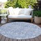 Homeroots 8' Denim Blue And Ivory Round Floral Washable Indoor Outdoor Area Rug 604673 - alternate 9