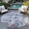 Homeroots 8' Teal Blue Aqua And Ivory Round Floral Washable Indoor Outdoor Area Rug 582778 - alternate 8