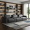Homeroots 126" Dark Gray Top Grain Leather Reclining Metal USB Sofa 720367 - alternate 7