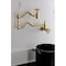 Kingston Brass Wall Mount Pot Filler Faucet with Knurled Handle, Brushed Brass KS2107RKX - alternate 6