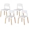 Fabulaxe Modern Plastic Dining Chair Open Back with Beech Wood Legs, White Set of 4 QI004222.WT.4 - alternate 1