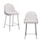 Homeroots Set of Two 26" Ivory and Black Faux Shearling and Steel Counter Height Bar Chairs, 2PK 555766 - alternate 1