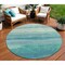 Homeroots 8' Turquoise Round Striped Washable Indoor Outdoor Area Rug 608153 - alternate 1