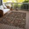 Homeroots 9' X 12' Chocolate Tan And Green Floral Washable Indoor Outdoor Area Rug 603411 - alternate 9