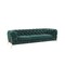 Homeroots 97" Green Velvet Sofa With Gold Legs 480926 - alternate 6
