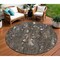Homeroots 8' Chocolate And Beige Round Abstract Washable Indoor Outdoor Area Rug 631169 - alternate 6